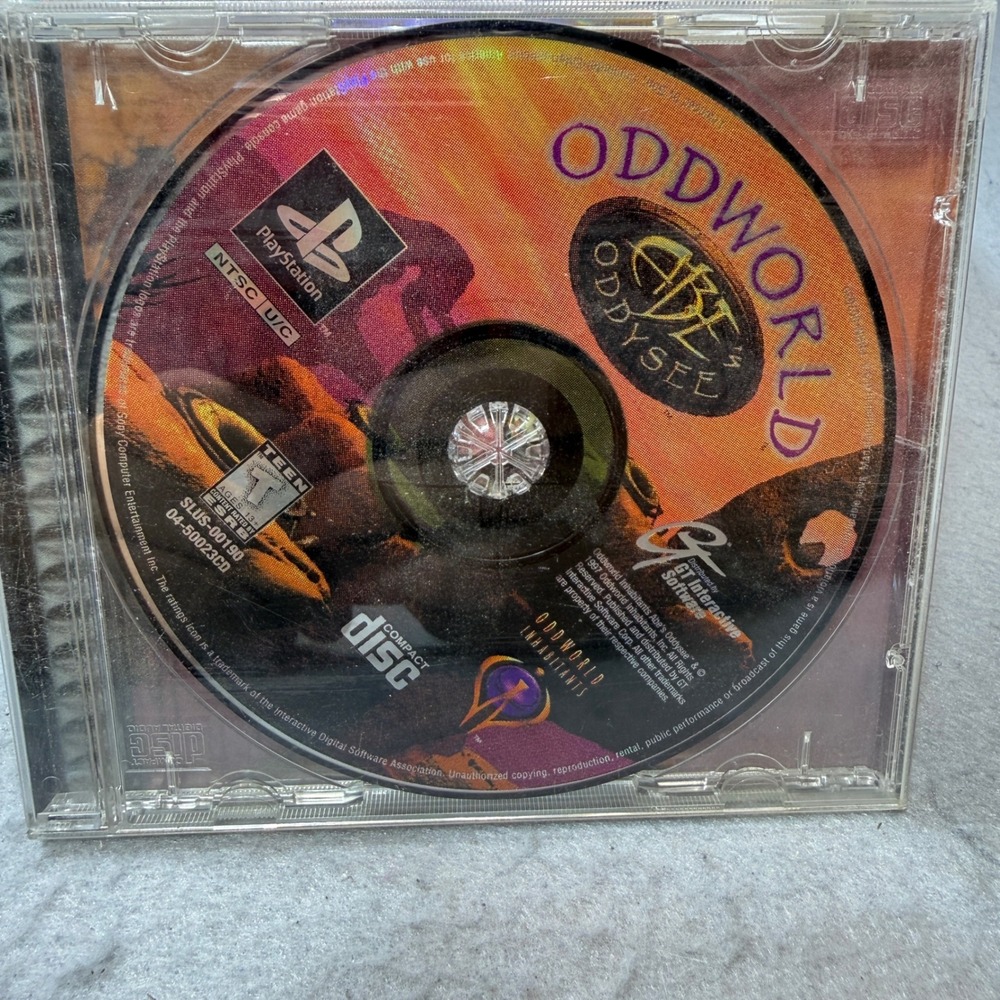 Sony Oddworld Abe's Oddysee PS1 OS Black Label SLUS-00190 Retro Platformer Game